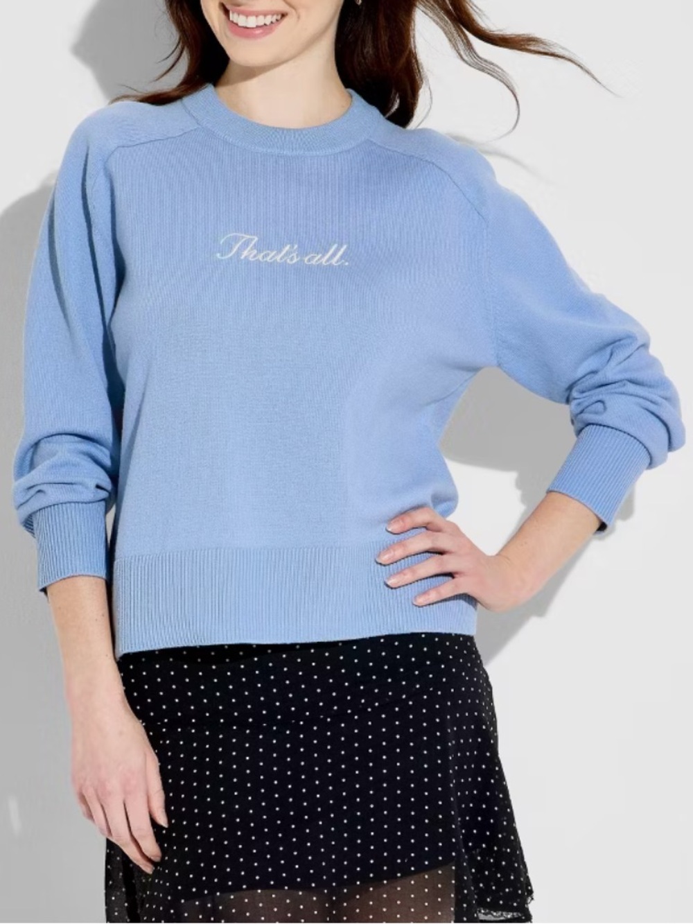 The Devil Wears Prada Women's That's All Graphic Pullover Sweater Ribbed Knit